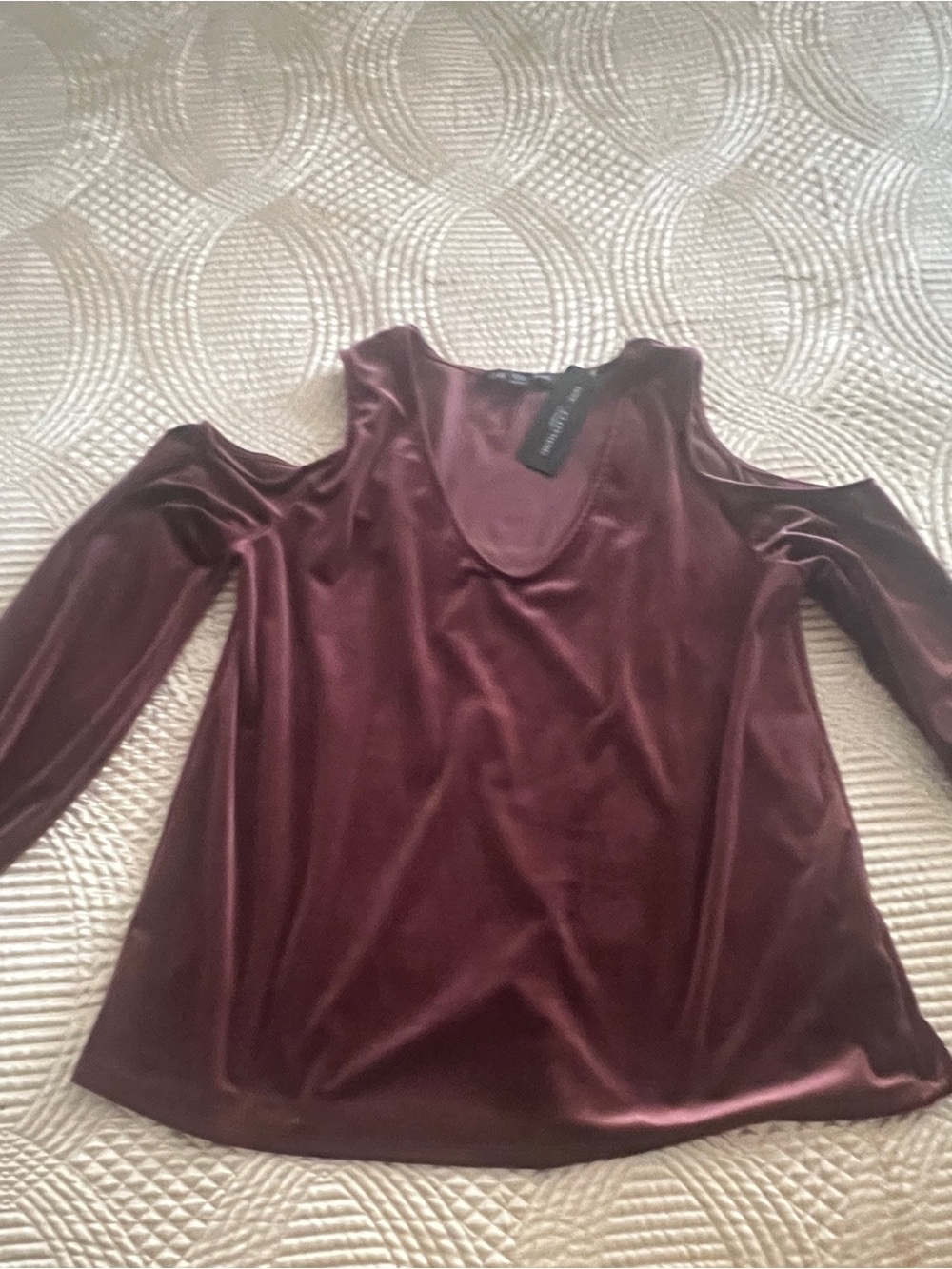 one clothing  Velvet Cold-Shoulder Blouse